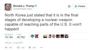 Trump Tweet It Wont Happena bout DPRK